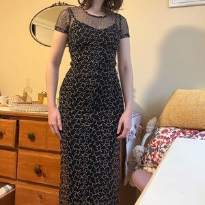 Hourglass Black Sheer Lace Maxi Dress